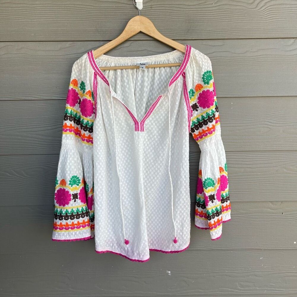 Anthropologie Ivy Jane bell sleeve embroidered 100% cotton blouse